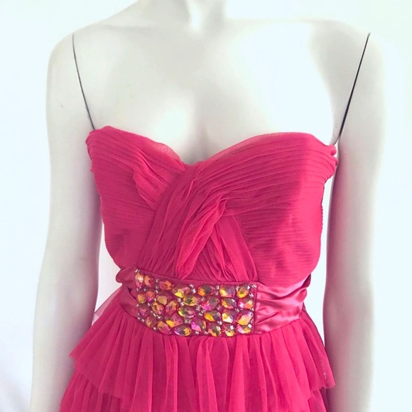 Strapless Lined Ruffle Party Dress SZ Small - Picture 4 of 9